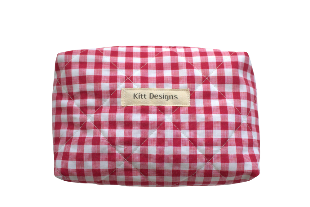 handmade cotton mini pouch red gingham white