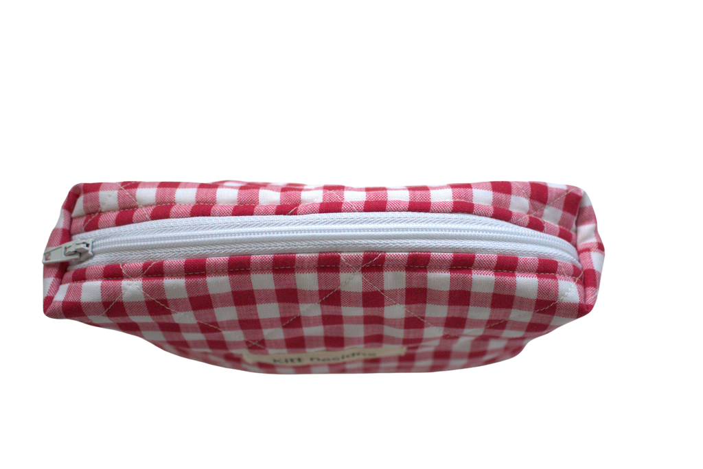 handmade cotton mini pouch red gingham white
