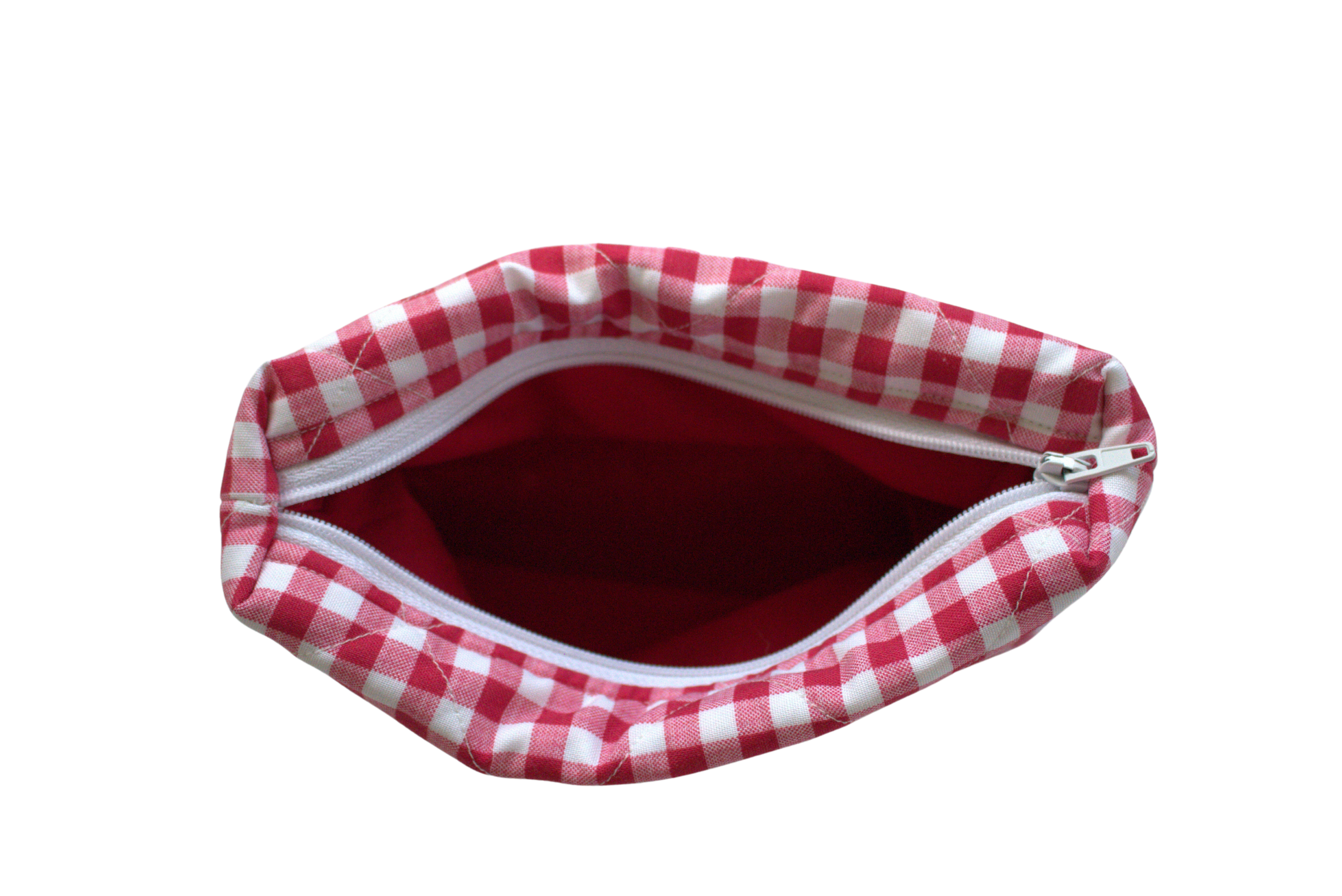 handmade cotton mini pouch red gingham white