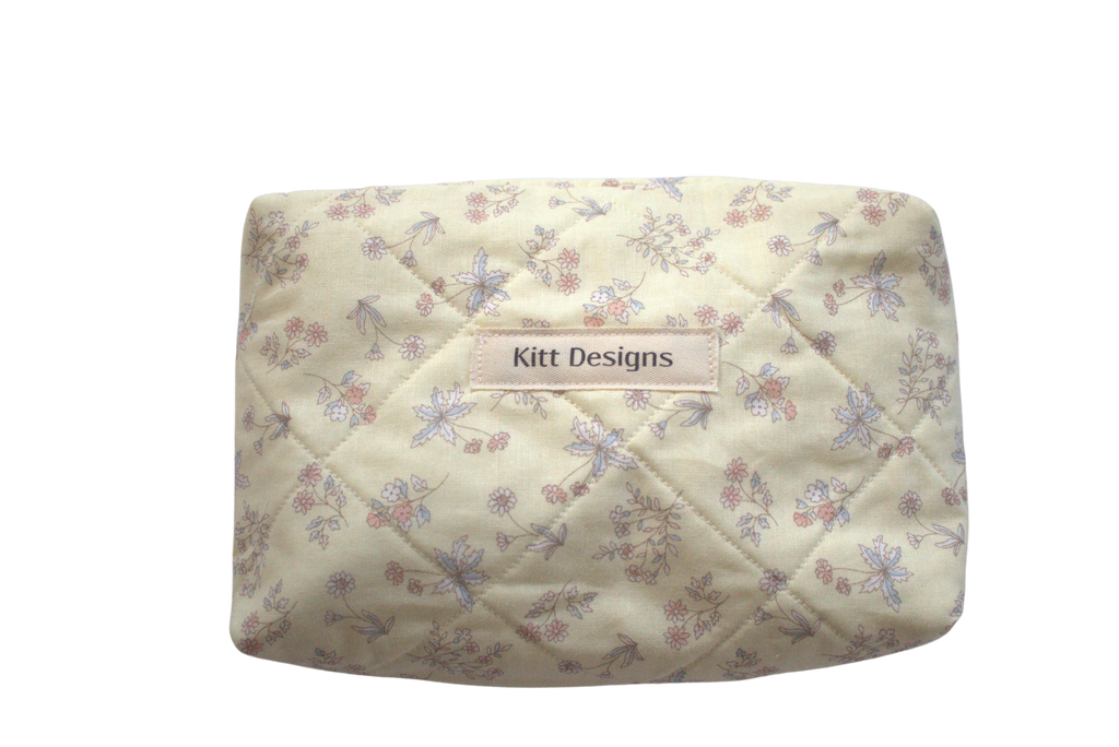 handmade cotton mini pouch yellow flowers 