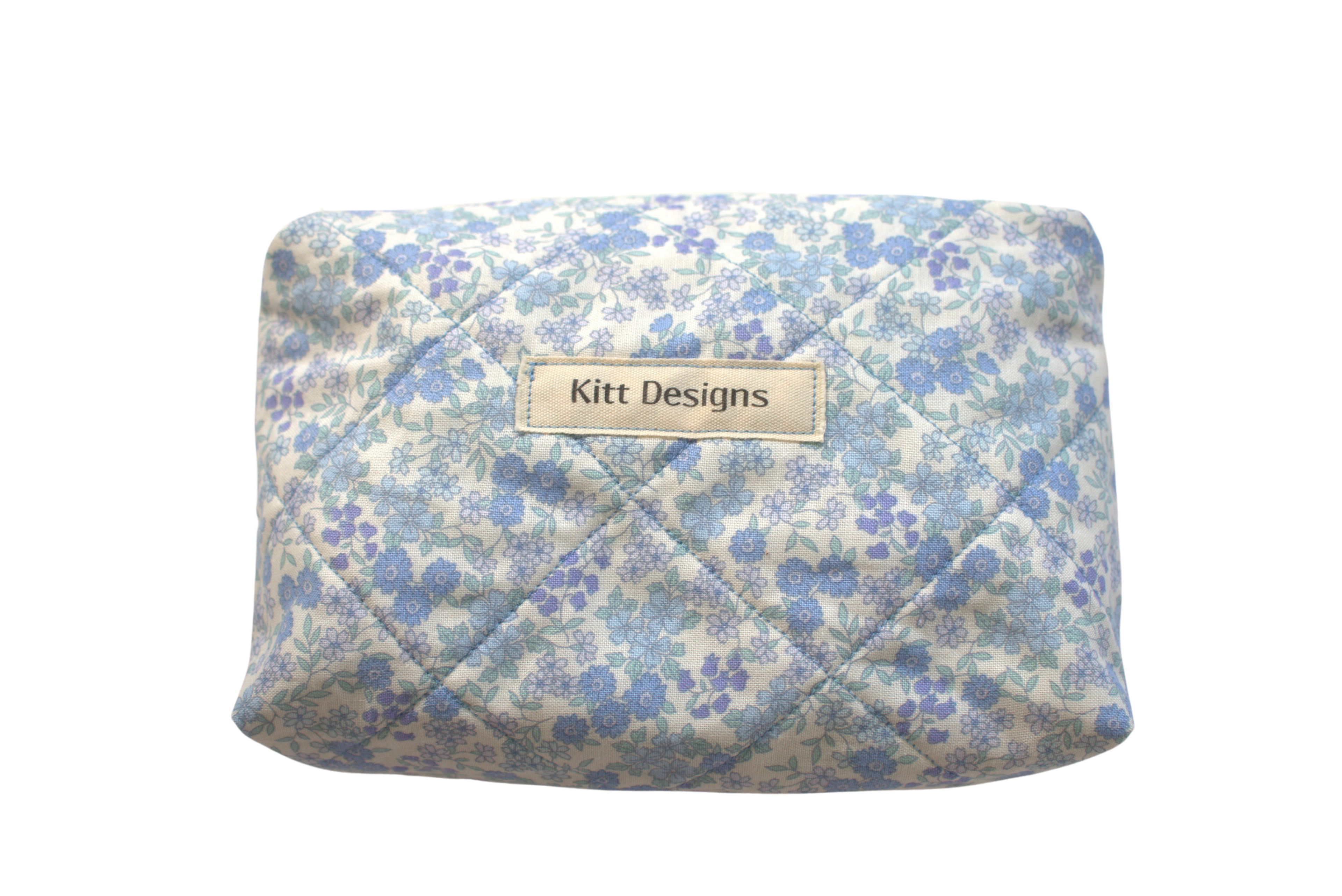 handmade cotton mini pouch blue flowers