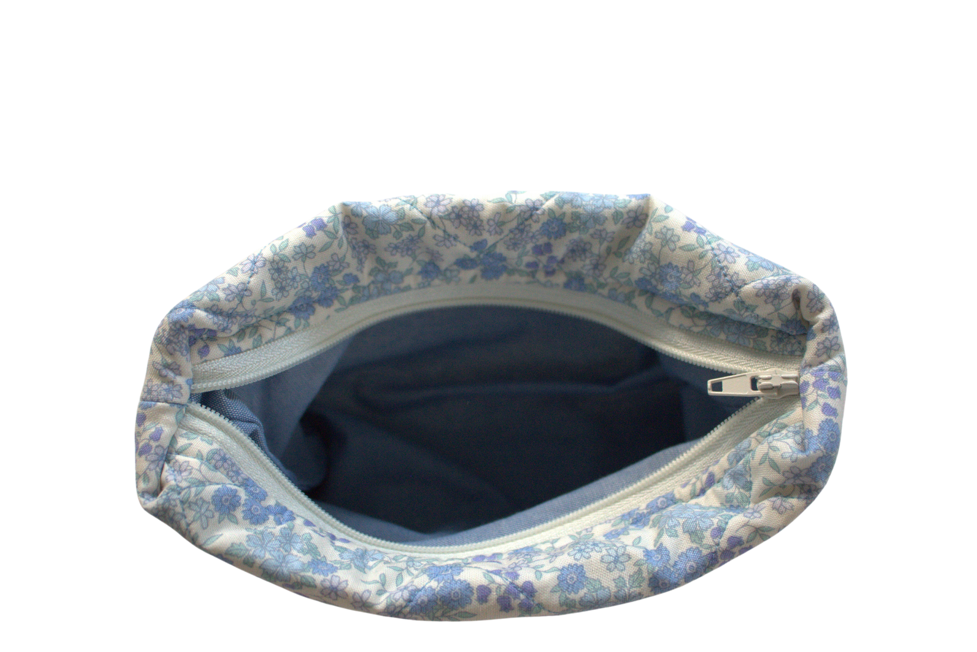 handmade cotton mini pouch blue flowers
