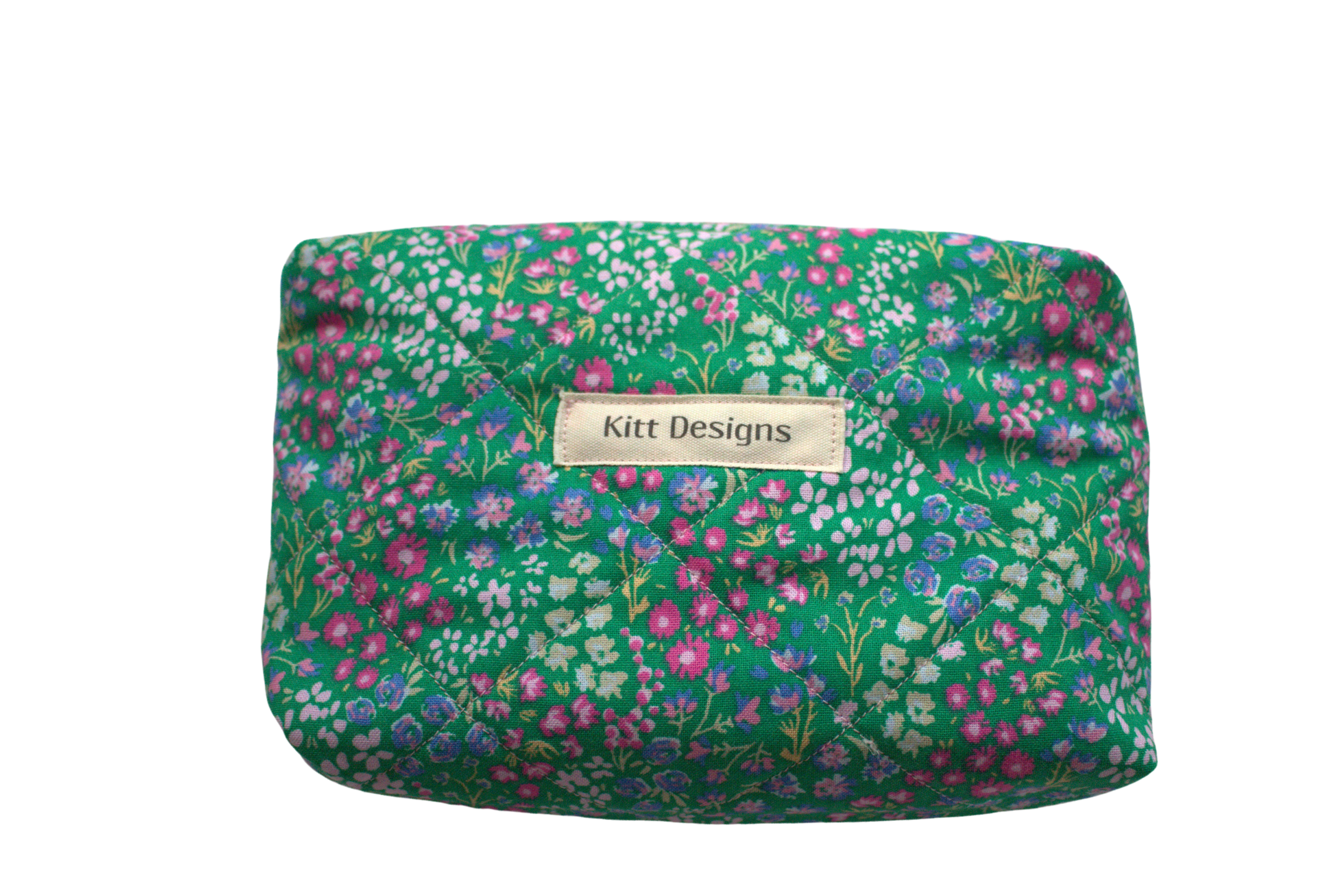handmade cotton mini pouch green flowers 