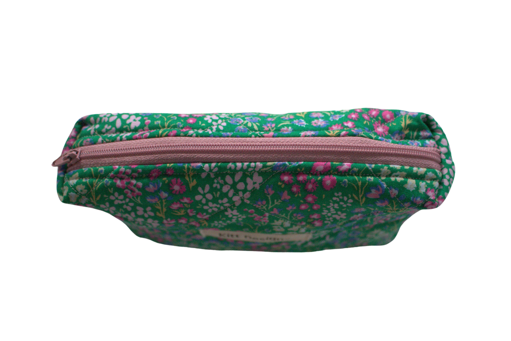 handmade cotton mini pouch green flowers 