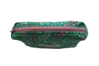 handmade cotton mini pouch green flowers 