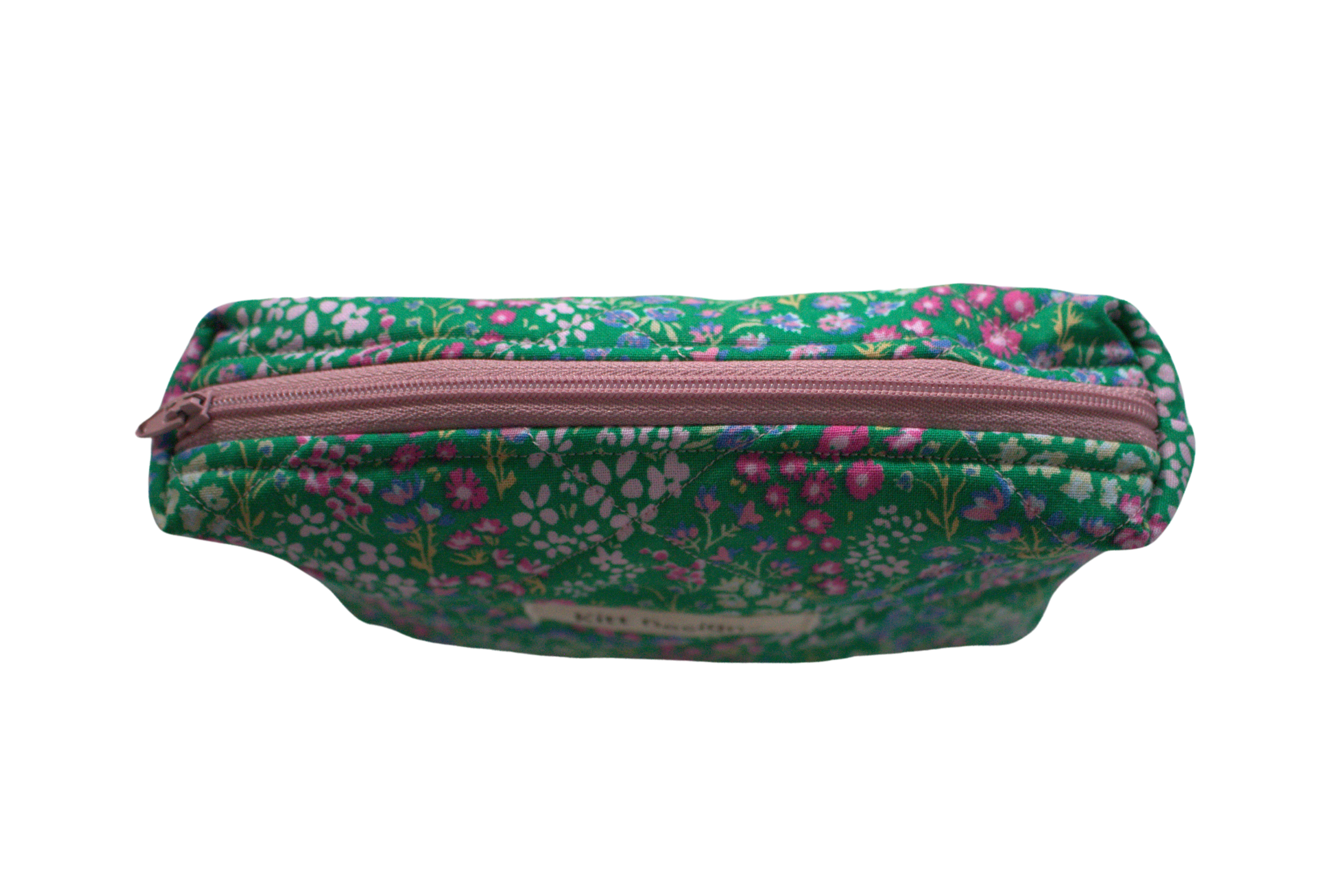 handmade cotton mini pouch green flowers 