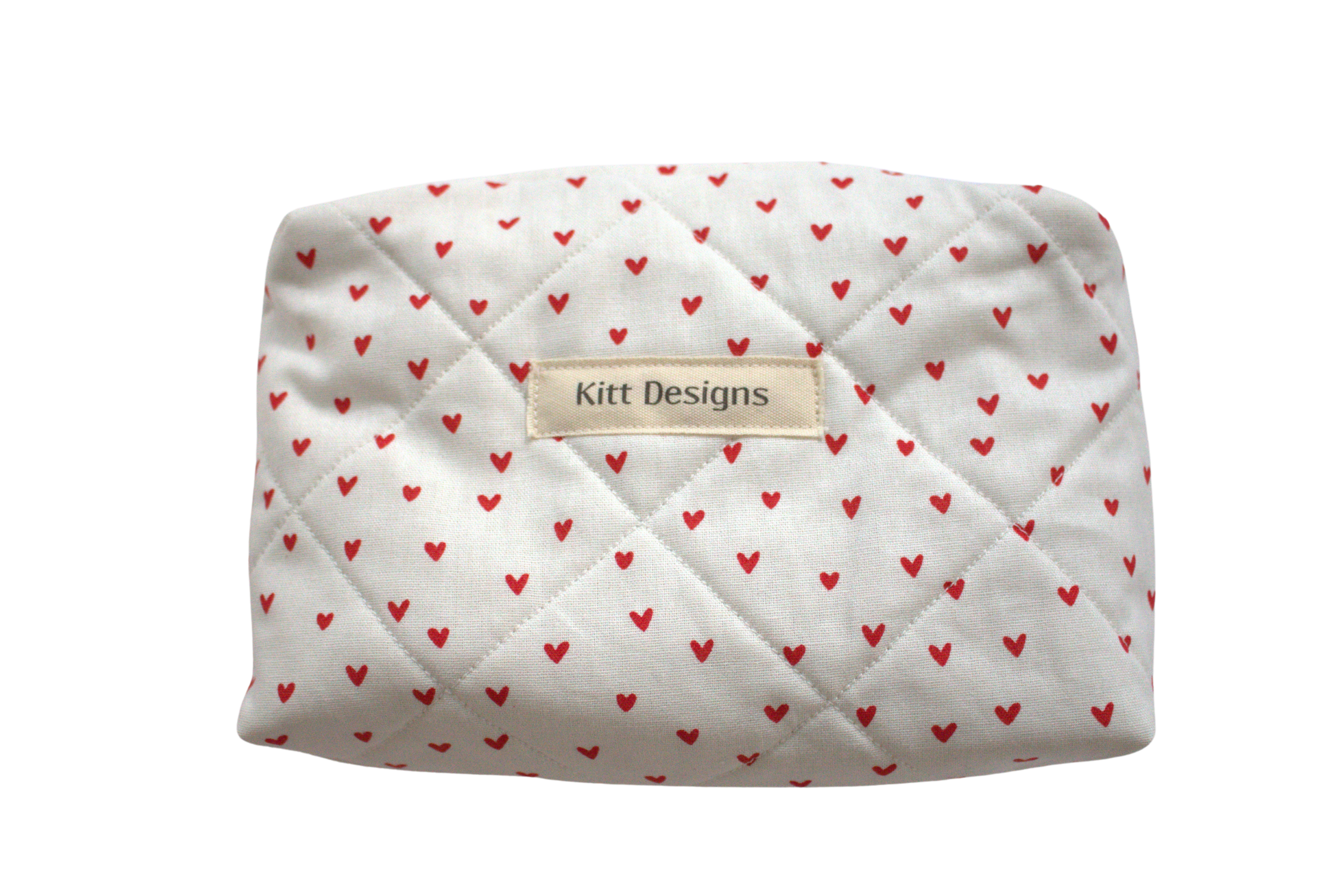 handmade cotton mini pouch white red hearts