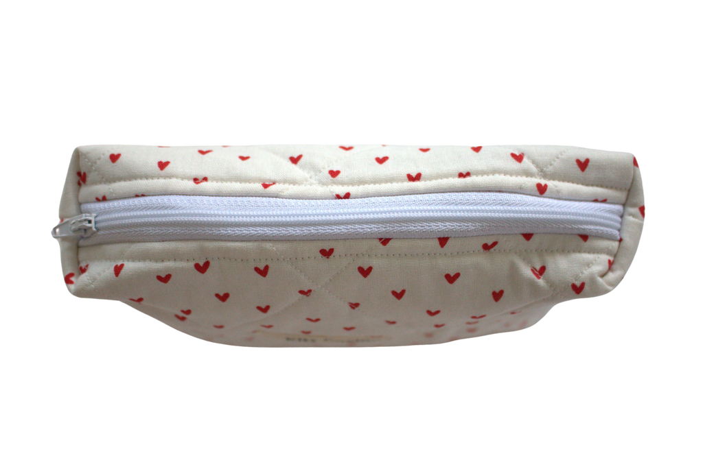 handmade cotton mini pouch white red hearts