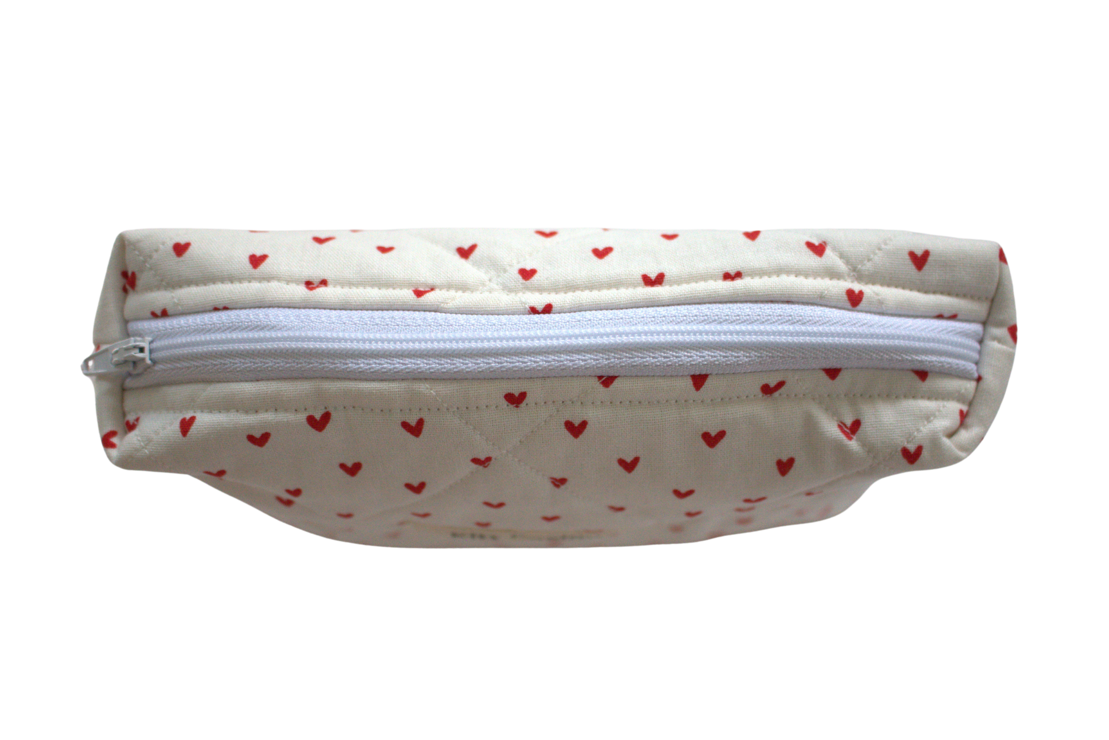 handmade cotton mini pouch white red hearts
