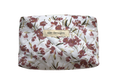 handmade cotton mini pouch white maroon flowers