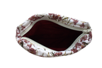 handmade cotton mini pouch white maroon flowers