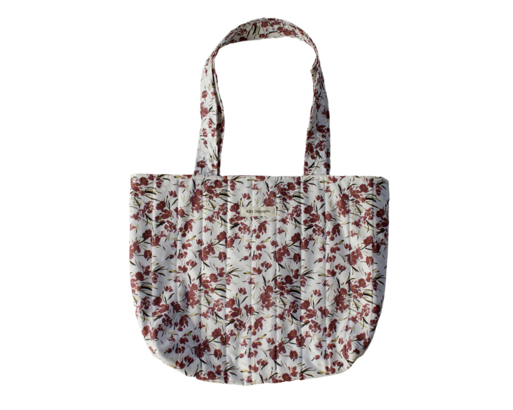 handmade cotton tote bag white flower