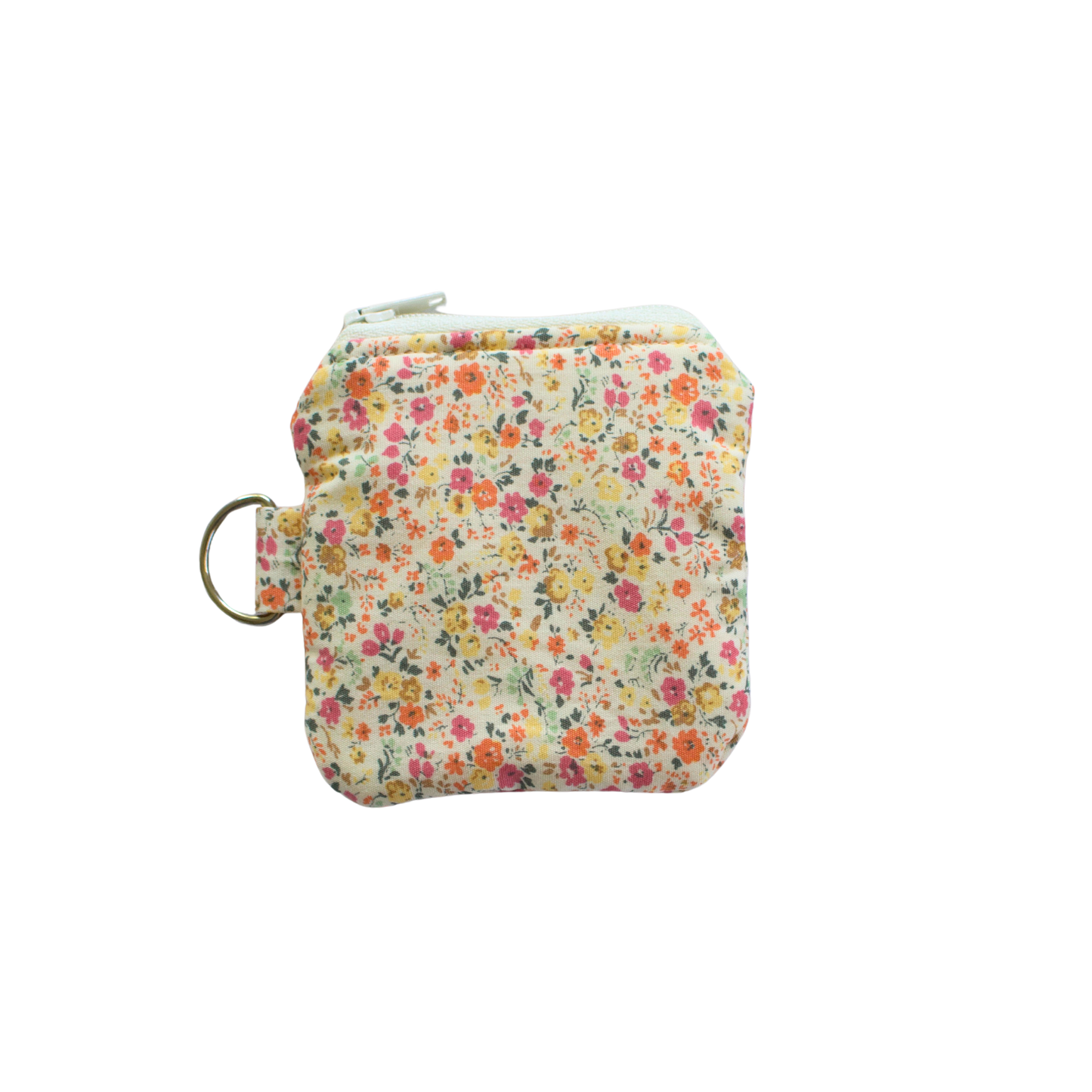 Floral patterned AirPod pouch with zip and d ring