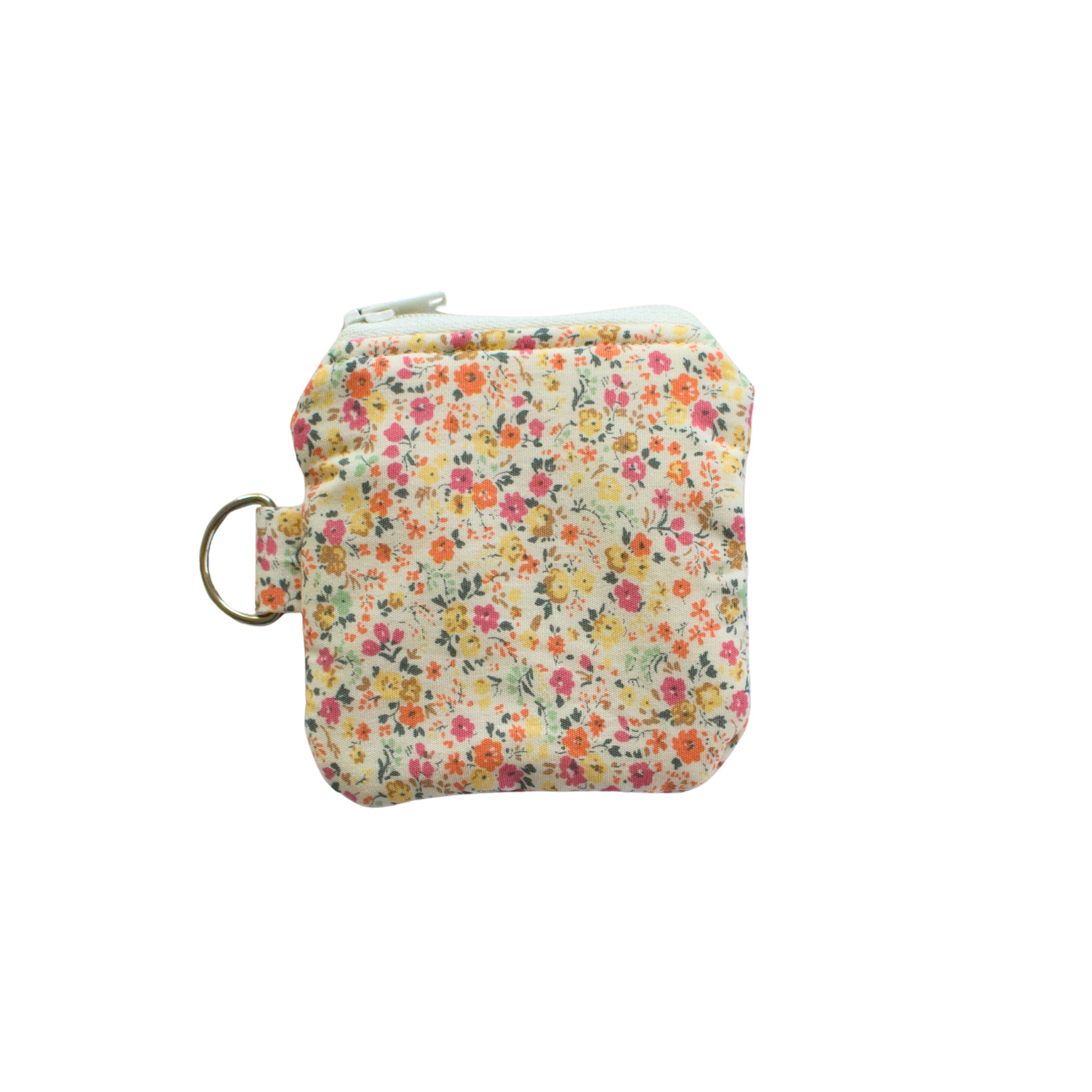 Floral patterned AirPod pouch with zip and d ring