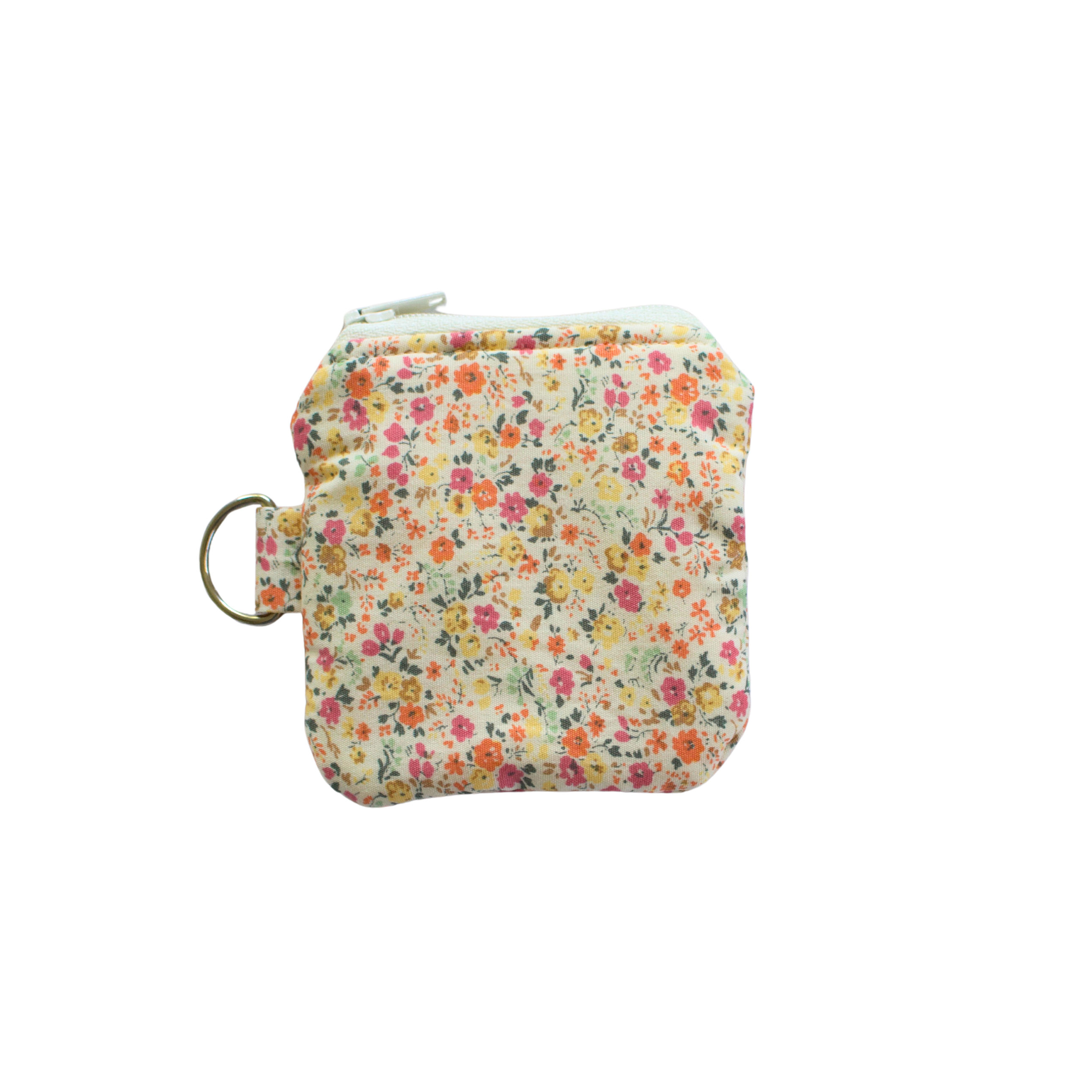 Floral patterned AirPod pouch with zip and d ring