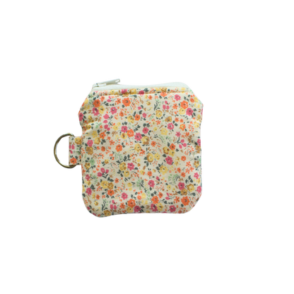 Floral patterned AirPod pouch with zip and d ring