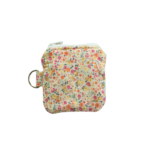 Floral patterned AirPod pouch with zip and d ring