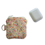 Floral-patterned AirPod pouch with AirPods