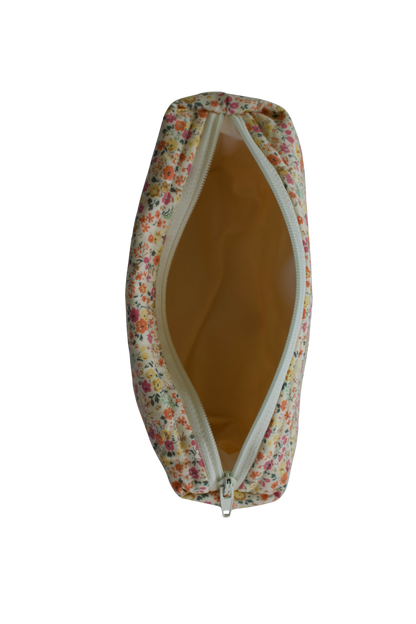 Floral-patterned zipper pouch on a white background mini pouch