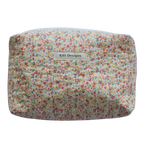 Floral-patterned pouch with 'Kitt Designs' beauty pouch