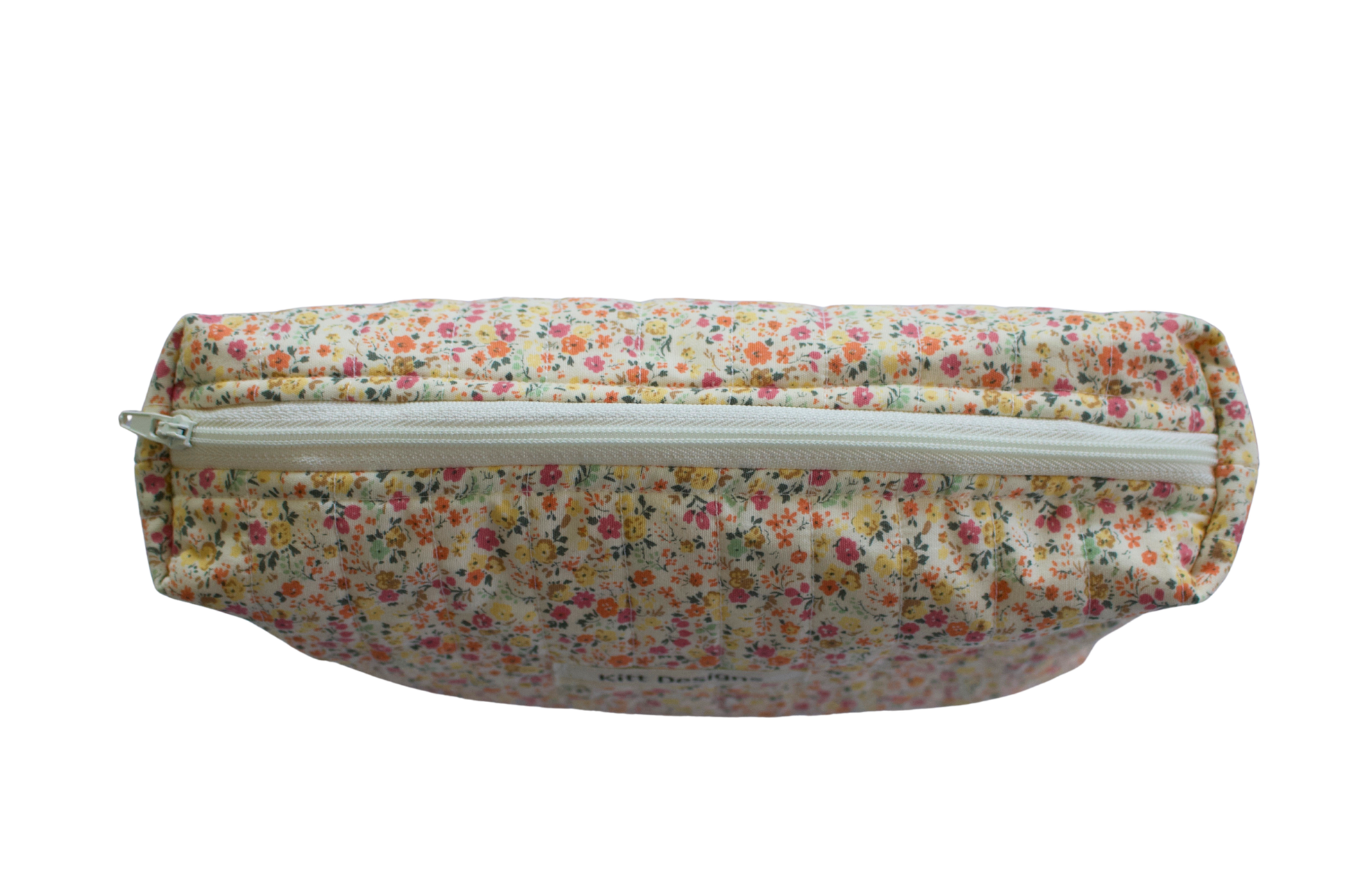 Floral-patterned pouch with a zipper on a white background beauty pouch