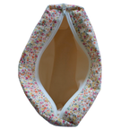Floral-patterned fabric pouch with a zipper beauty pouch