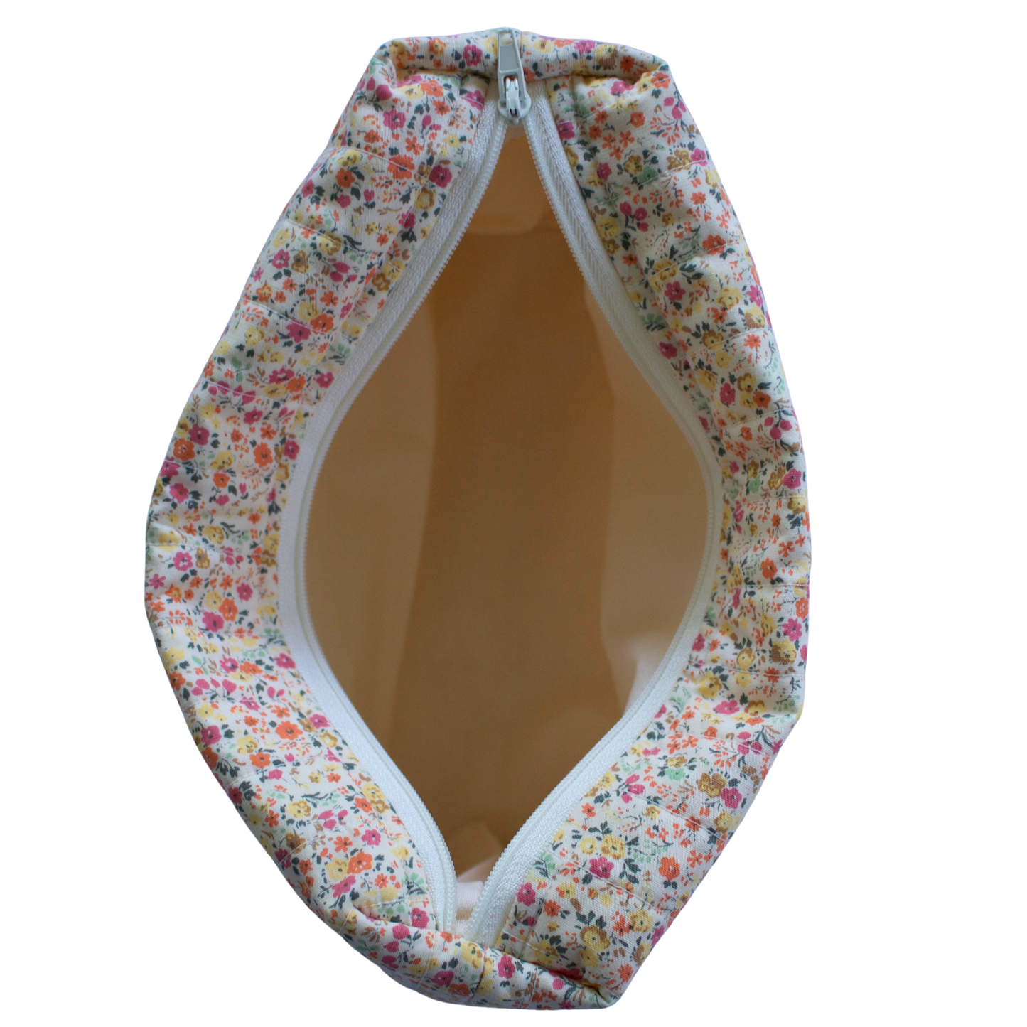 Floral-patterned fabric pouch with a zipper beauty pouch