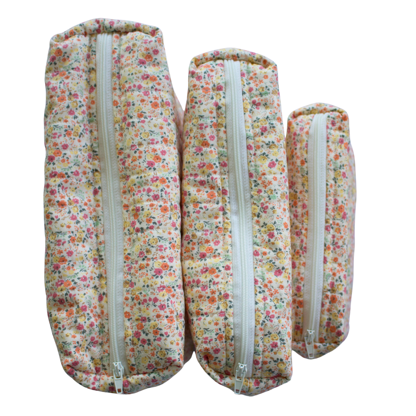 Three floral-patterned zip pouches beauty pouch travel pouch mini pouch