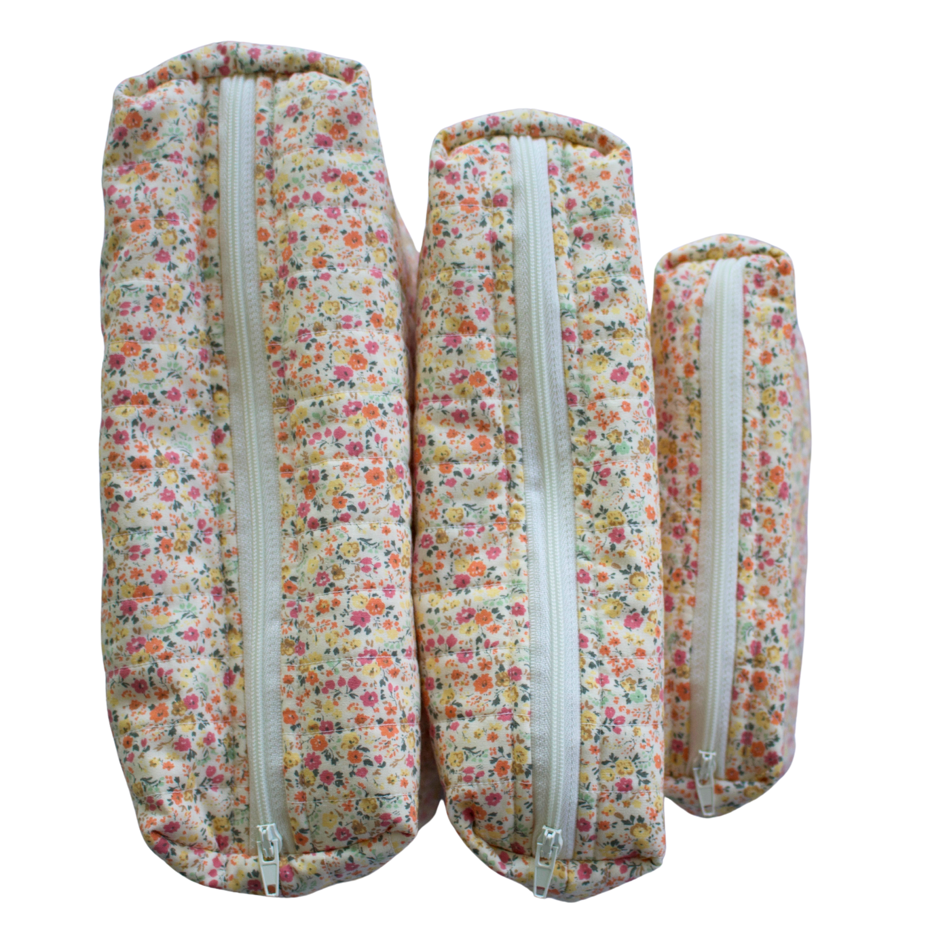 Three floral-patterned zip pouches beauty pouch travel pouch mini pouch