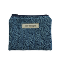 Blue floral patterned pouch with 'Kitt Designs' label coin pouch