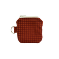Small brown checkered pouch with a metal clasp airpod pouch