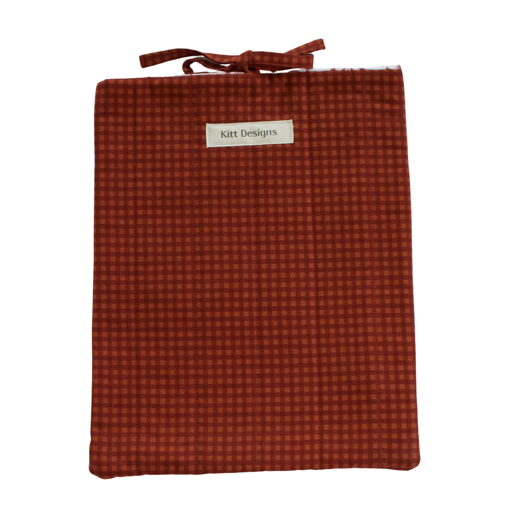 brown checkered pouch brown gingham large book sleeve