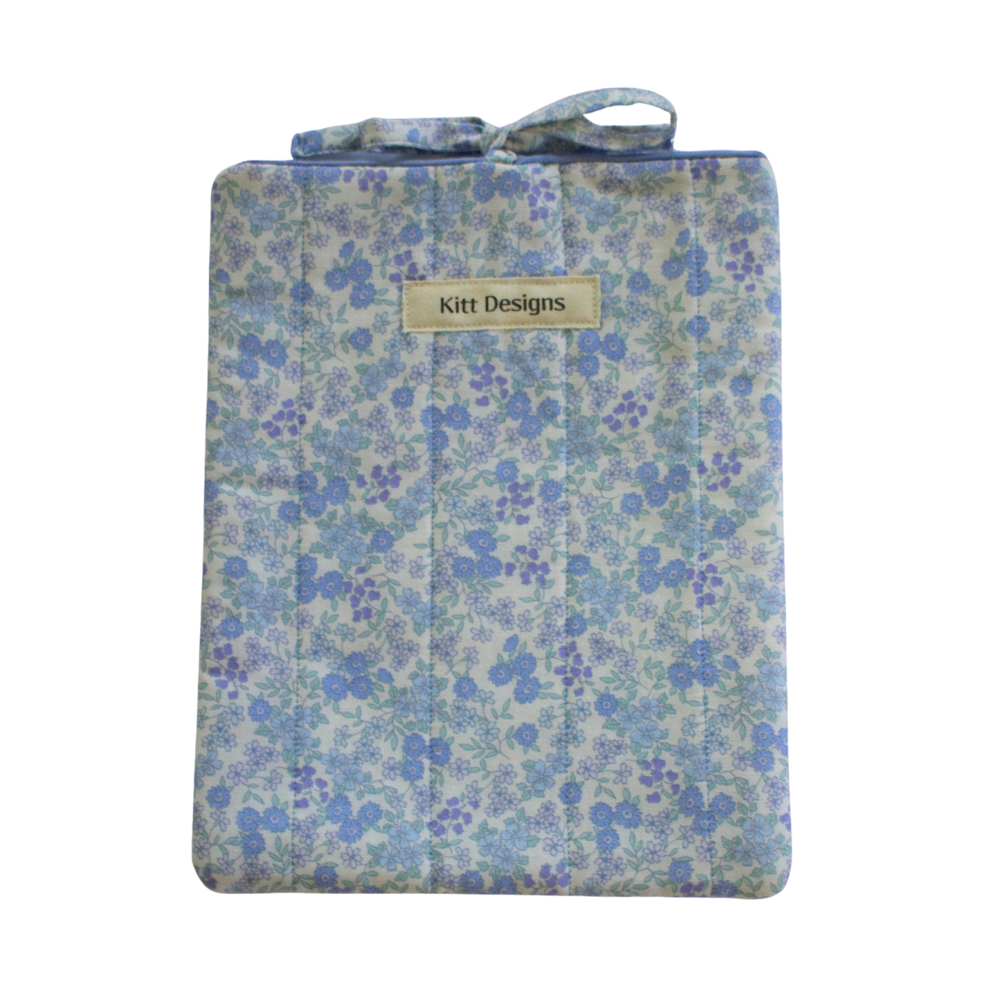 blue Floral-patterned pouch with 'Kitt Designs' branding small book sleeve