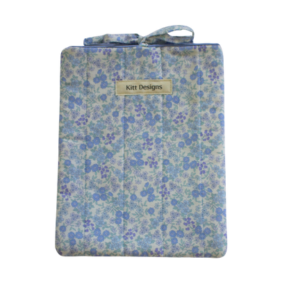 blue Floral-patterned pouch with 'Kitt Designs' branding small book sleeve
