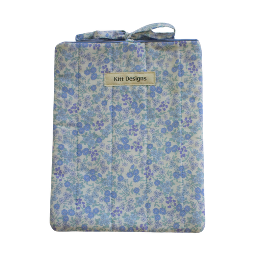 blue Floral-patterned pouch with 'Kitt Designs' branding small book sleeve