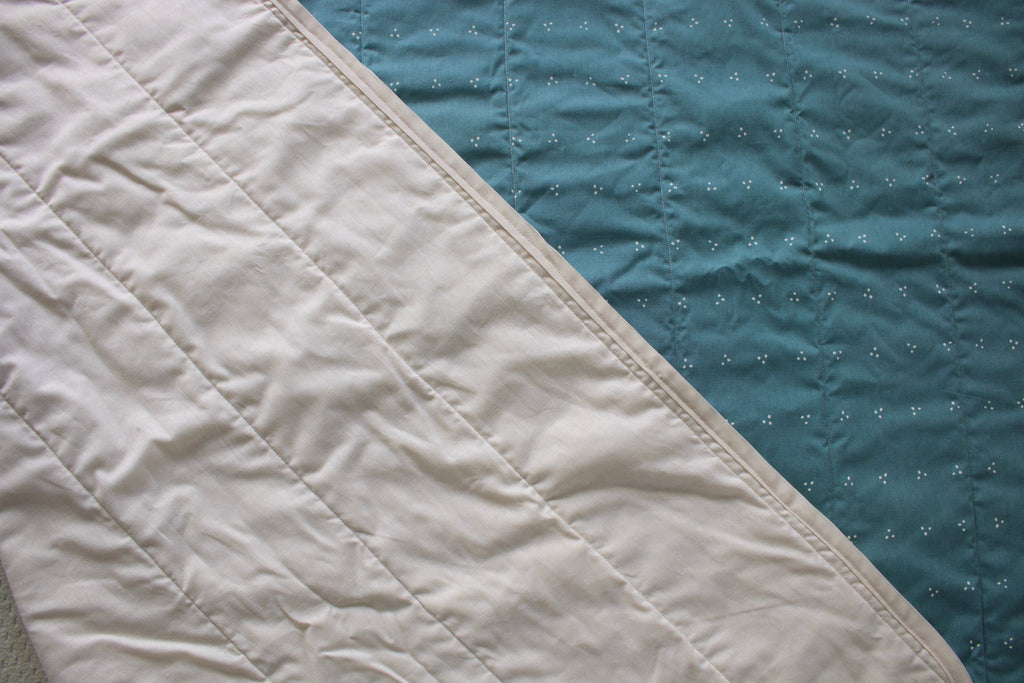 Teal whole cloth quilt for kids