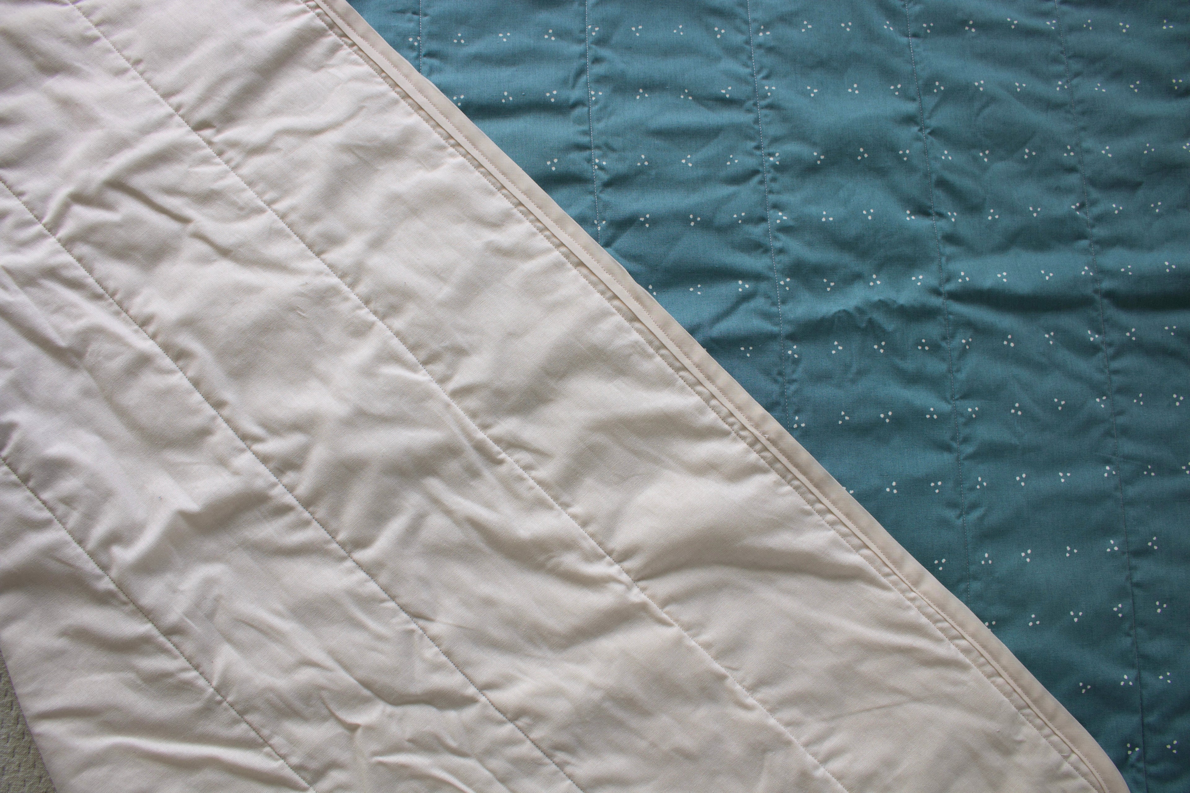 Teal whole cloth quilt for kids