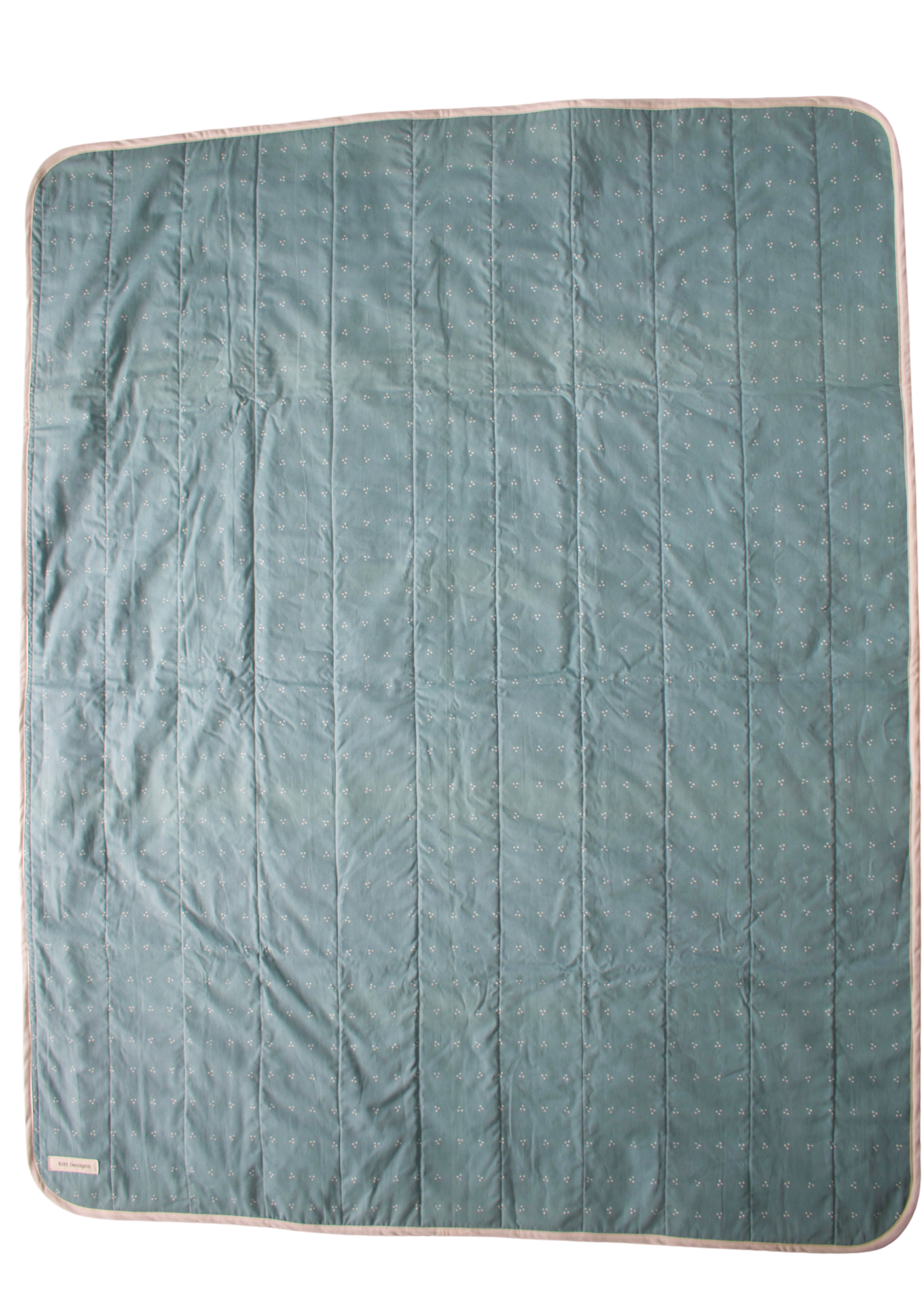 Teal whole cloth quilt for kids