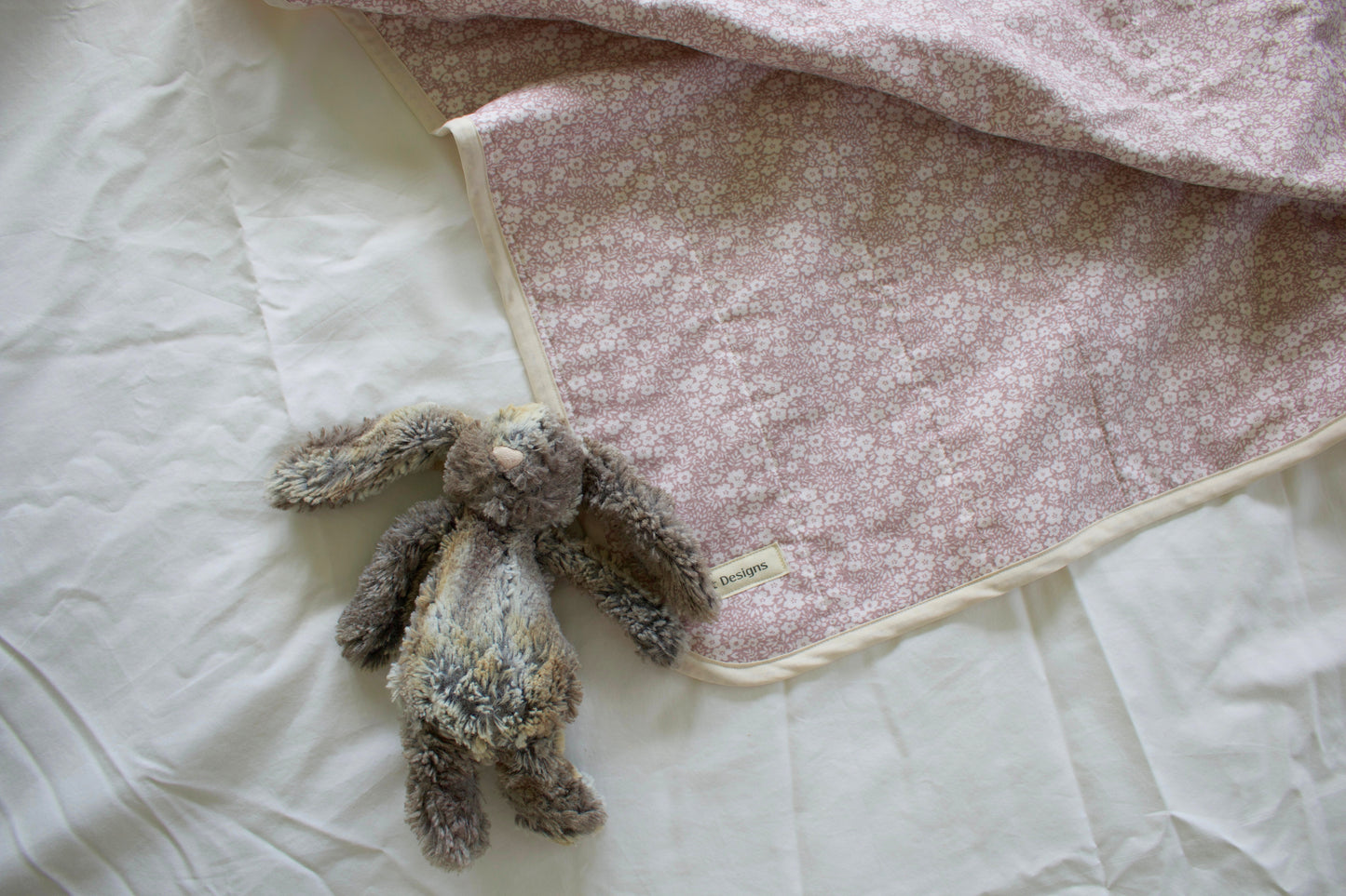 pink floral whole cloth quilt for kids