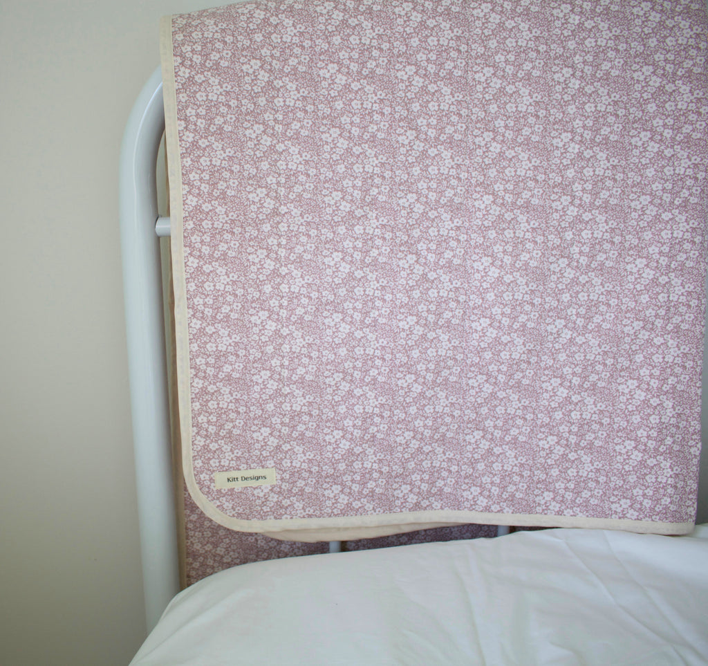 pink floral whole cloth quilt for kids