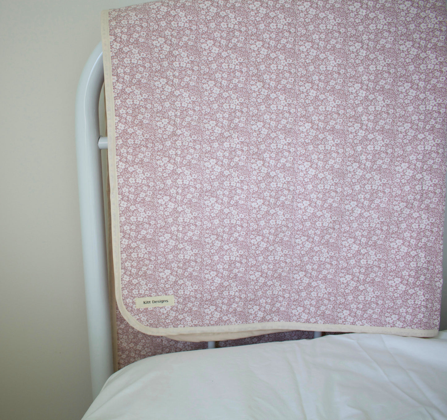 pink floral whole cloth quilt for kids