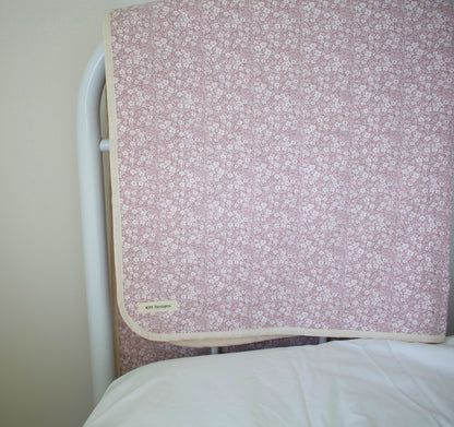pink floral whole cloth quilt for kids
