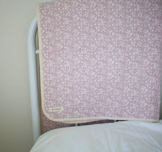 pink floral whole cloth quilt for kids