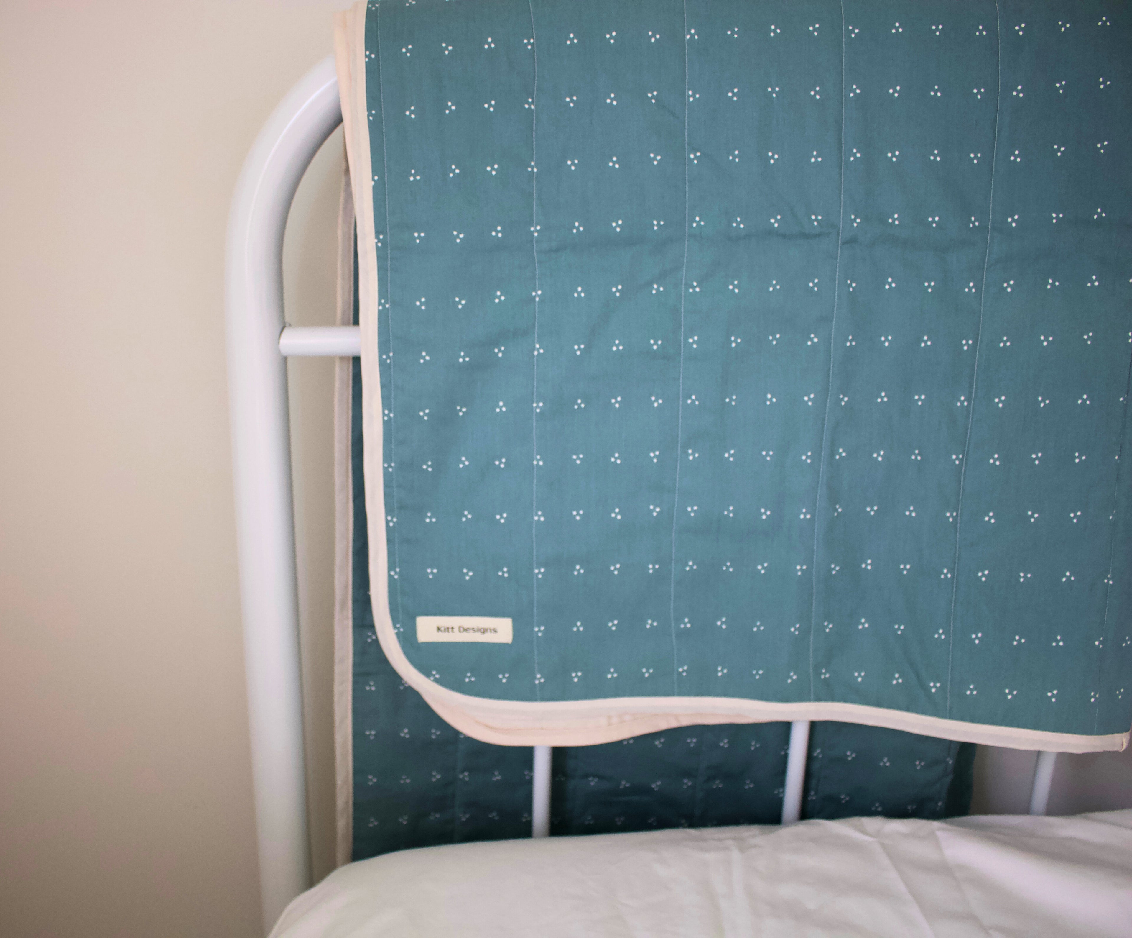Teal whole cloth quilt for kids