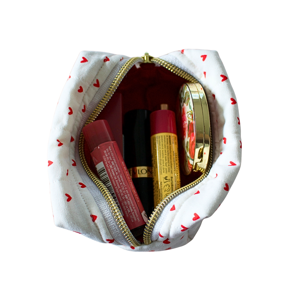 Hearts mini pouch. Mini handbag pouch. mini makeup bag. Quilted pouch. Quilted bag. Handmade Bag. Handmade pouch. Handmade quilted pouch Handmade quilted bag