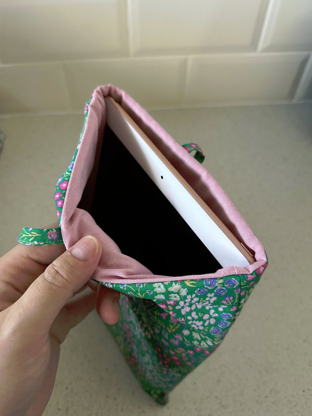 handmade cotton book sleeve tie iPad case