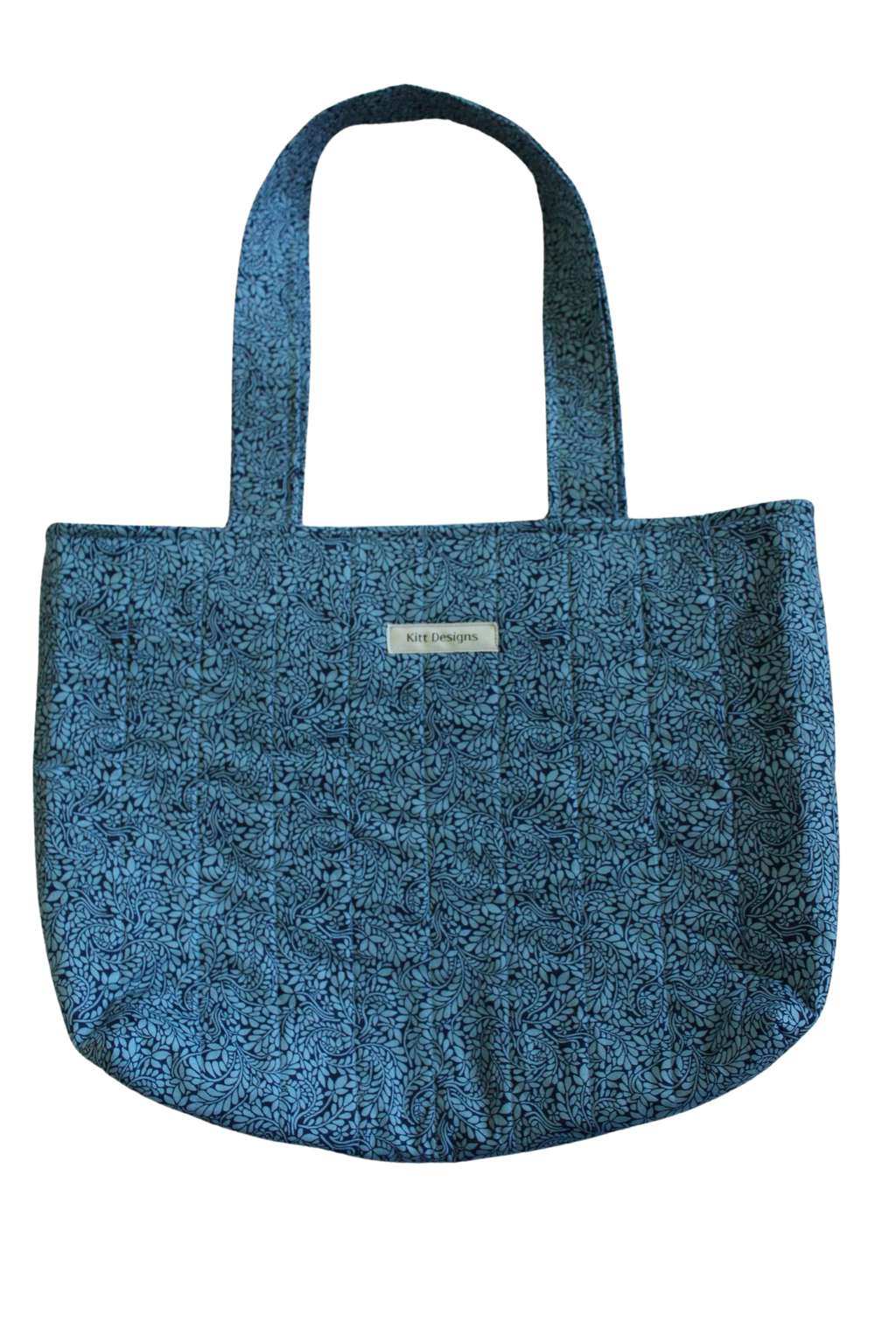handmade cotton tote bag blue navy leaf
