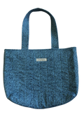 handmade cotton tote bag blue navy leaf