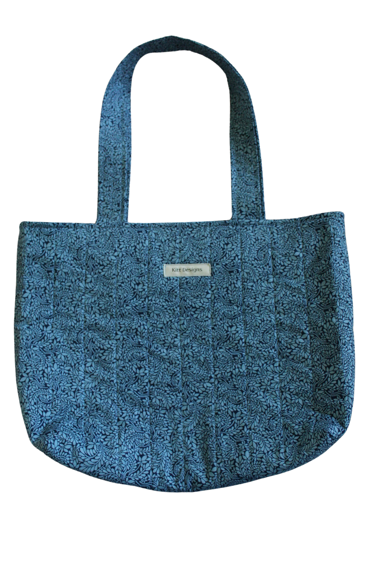 handmade cotton tote bag blue navy leaf