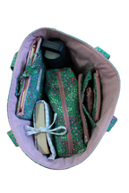 handmade cotton tote bag green flowers